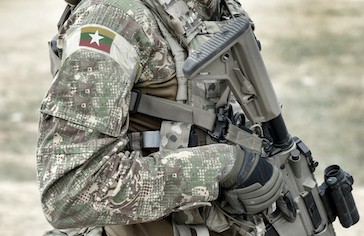 A Burmese soldier with assault rifle