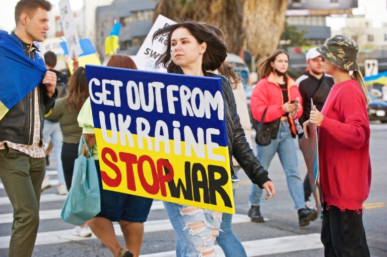 Image of protest against Ukraine War in the US
